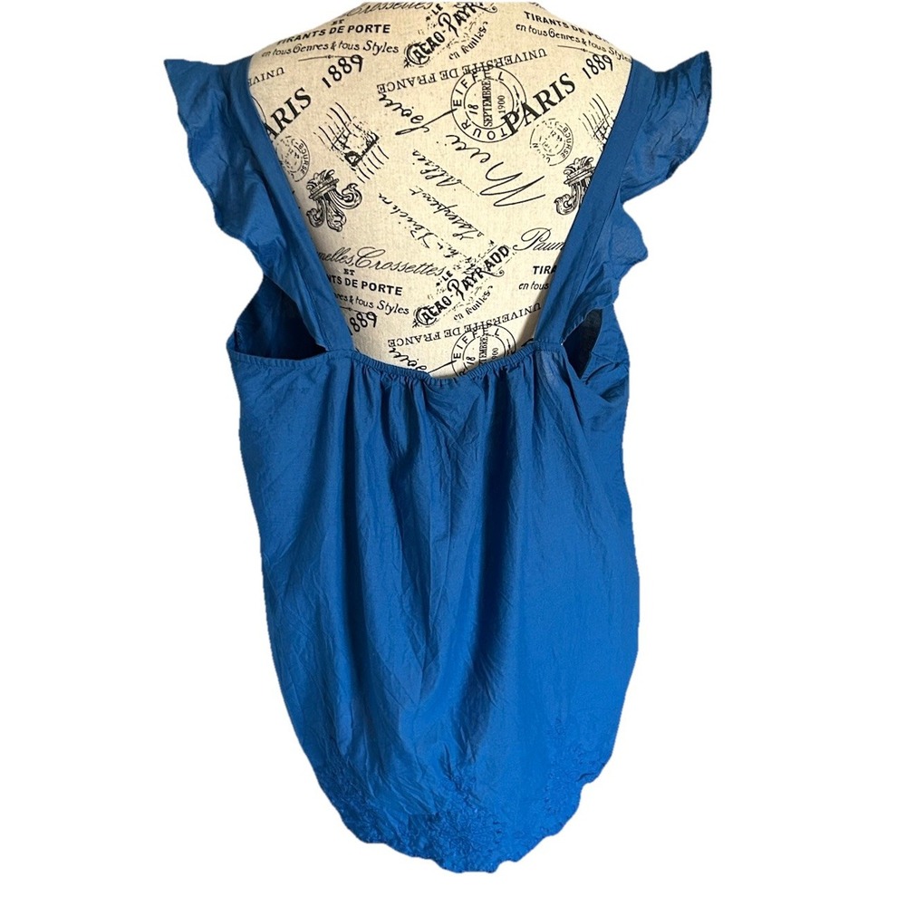 Lane Bryant Ruffle Short Sleeve Tank Top Cobalt Blue Size 18 Coastal Beachcore - Picture 3 of 5